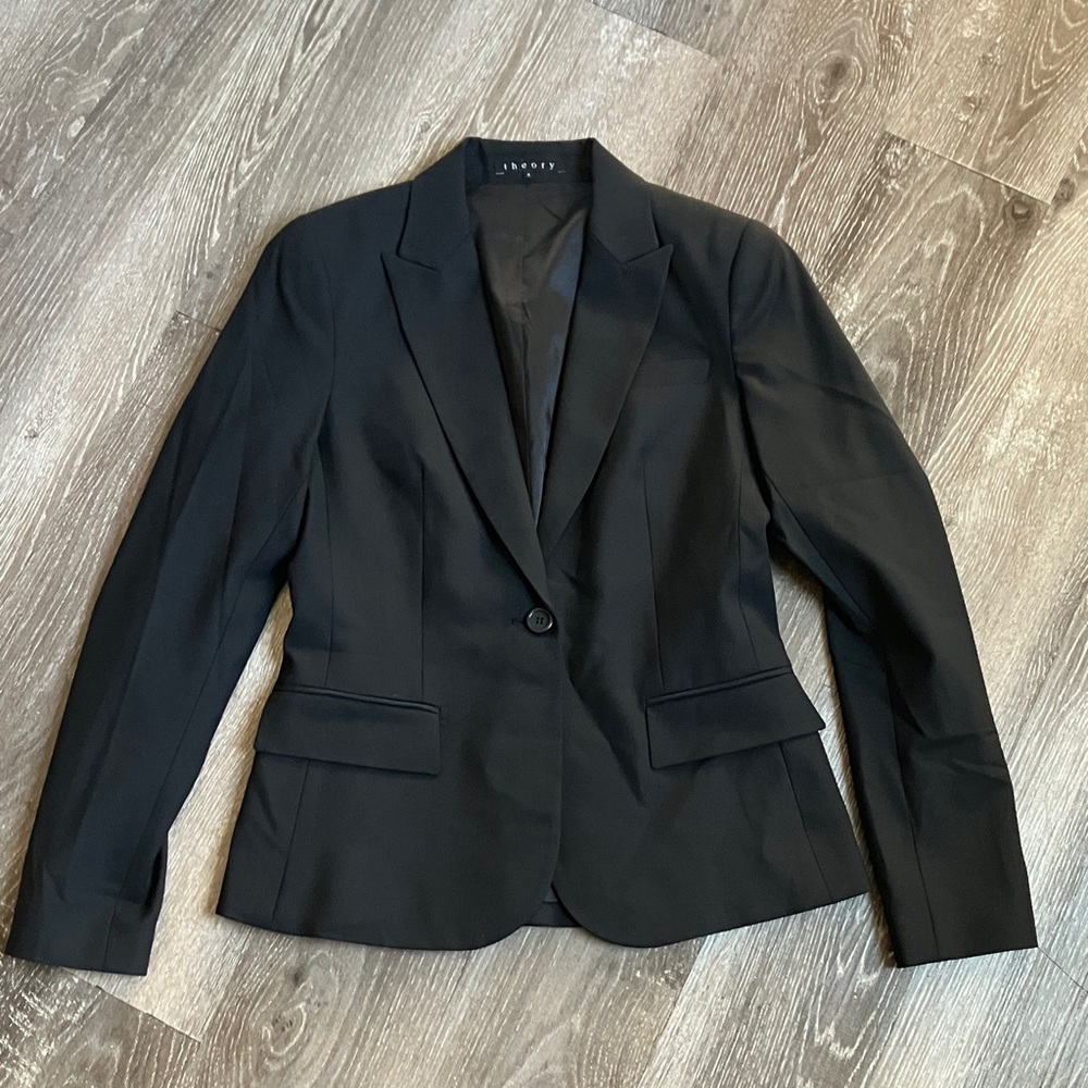 Theory Gabe One Button Stretch Wool Blazer - Picture 6 of 14